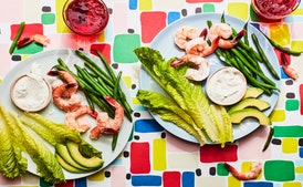 10-Minute Shrimp with Green Beans and Creamy Lemon-Dill Dip