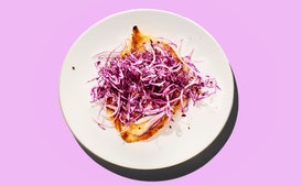 15-Minute Chicken Paillards with Red Cabbage and Onion Slaw