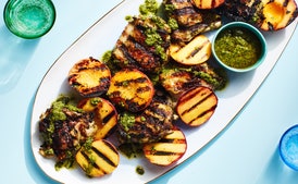 3-Ingredient Pesto-Grilled Chicken with Peaches