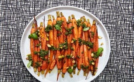 3-Ingredient Roasted Carrots with Pistachio Pesto