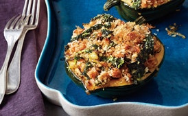 Acorn Squash with Kale and Sausage