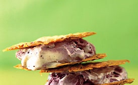 Almond Florentine and Black Raspberry Chip Ice Cream Sandwiches