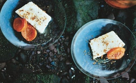 Almond Praline Semifreddo with Grappa-Poached Apricots