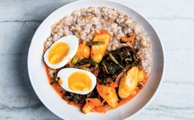 Alt-Grain Porridge With Kimchi and Jammy Eggs