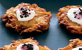 American Caviar with Crispy Yukon Gold Potato Pancakes