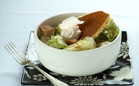 Ananda Caesar Salad with Cornmeal-Chickpea Pancake