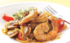 Andouille Sausage and Shrimp with Creole Mustard Sauce