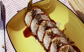 Andouille-Stuffed Pork Loin with Creole Mustard