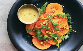 Arugula and Persimmon Salad with Pistachio Vinaigrette