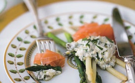 Asparagus with Smoked Salmon and Gribiche Sauce