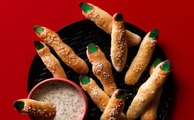 Witch's Finger Bread Sticks with Maple Mustard Dip