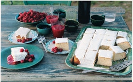 Yogurt Cake with Currant Raspberry Sauce