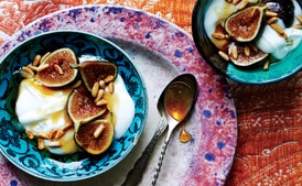 Yogurt with Fresh Figs, Honey, and Pine Nuts