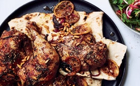 Za'atar Roast Chicken with Green Tahini Sauce