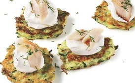 Zucchini Cakes with Smoked Trout